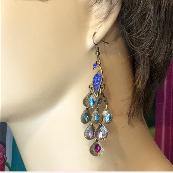 Peacock Earrings ( Lightweight ) - Picture 2 of 3